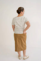 Eliza Midi Skirt in Khaki Denim - Womens - Bottoms - Skirts
