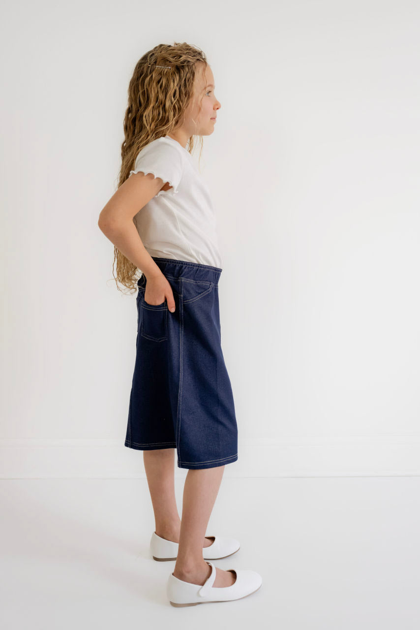 Piper Girls Knit Skirt in Navy