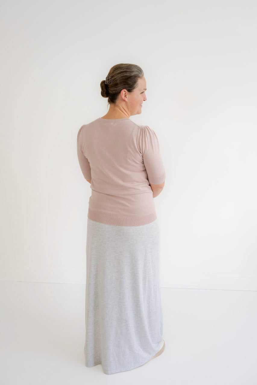 Clarise Knit Maxi Skirt in Heather Gray