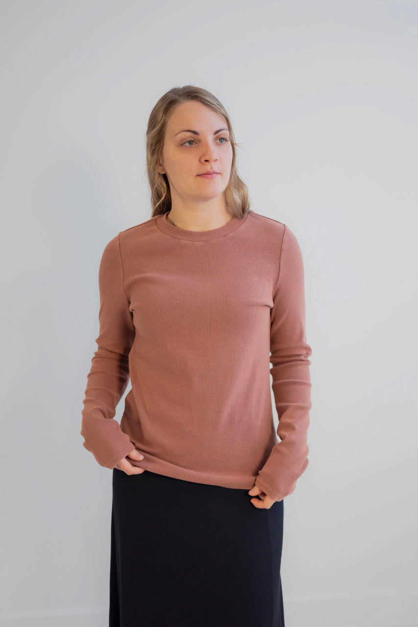 Ada Ribbed Knit Top in Terracotta