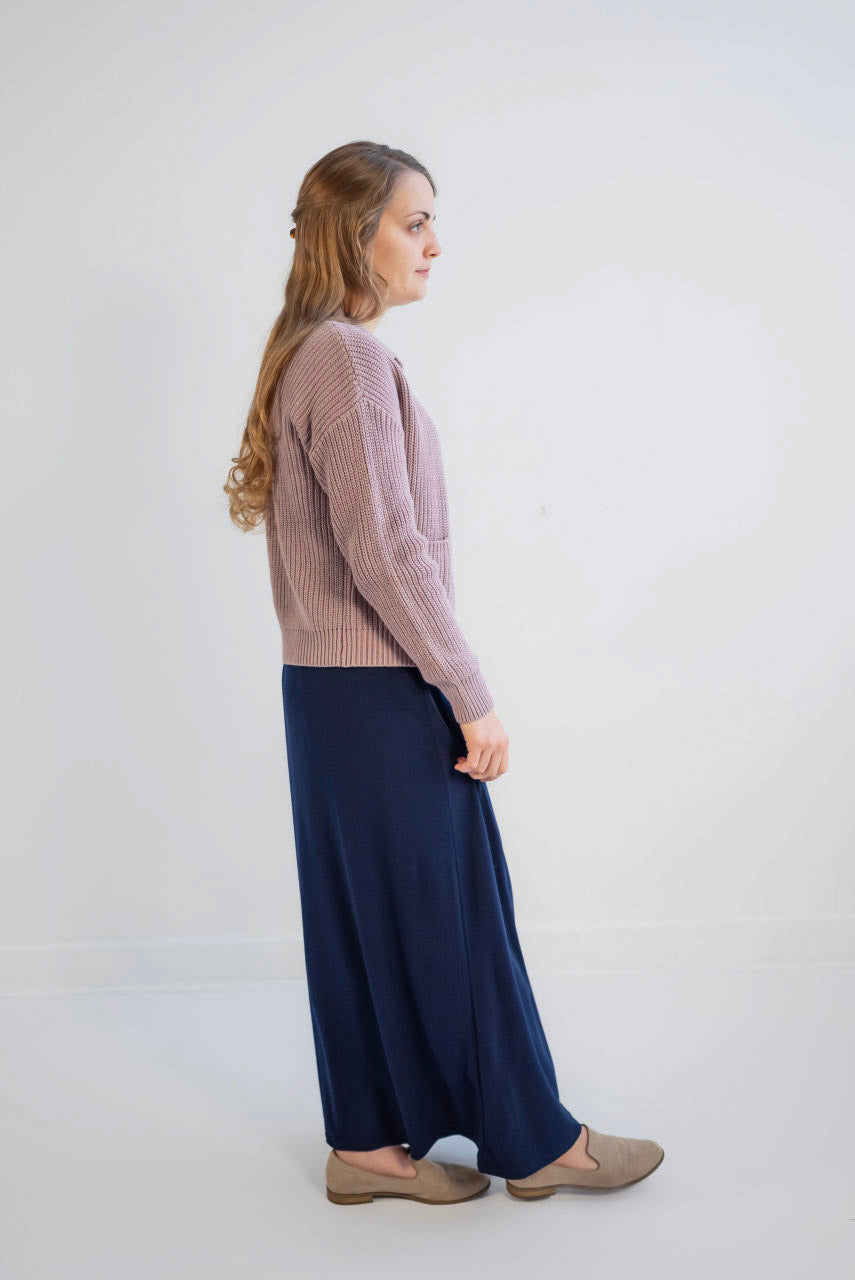 Selene Dressy Knit Maxi Skirt in Deep Navy