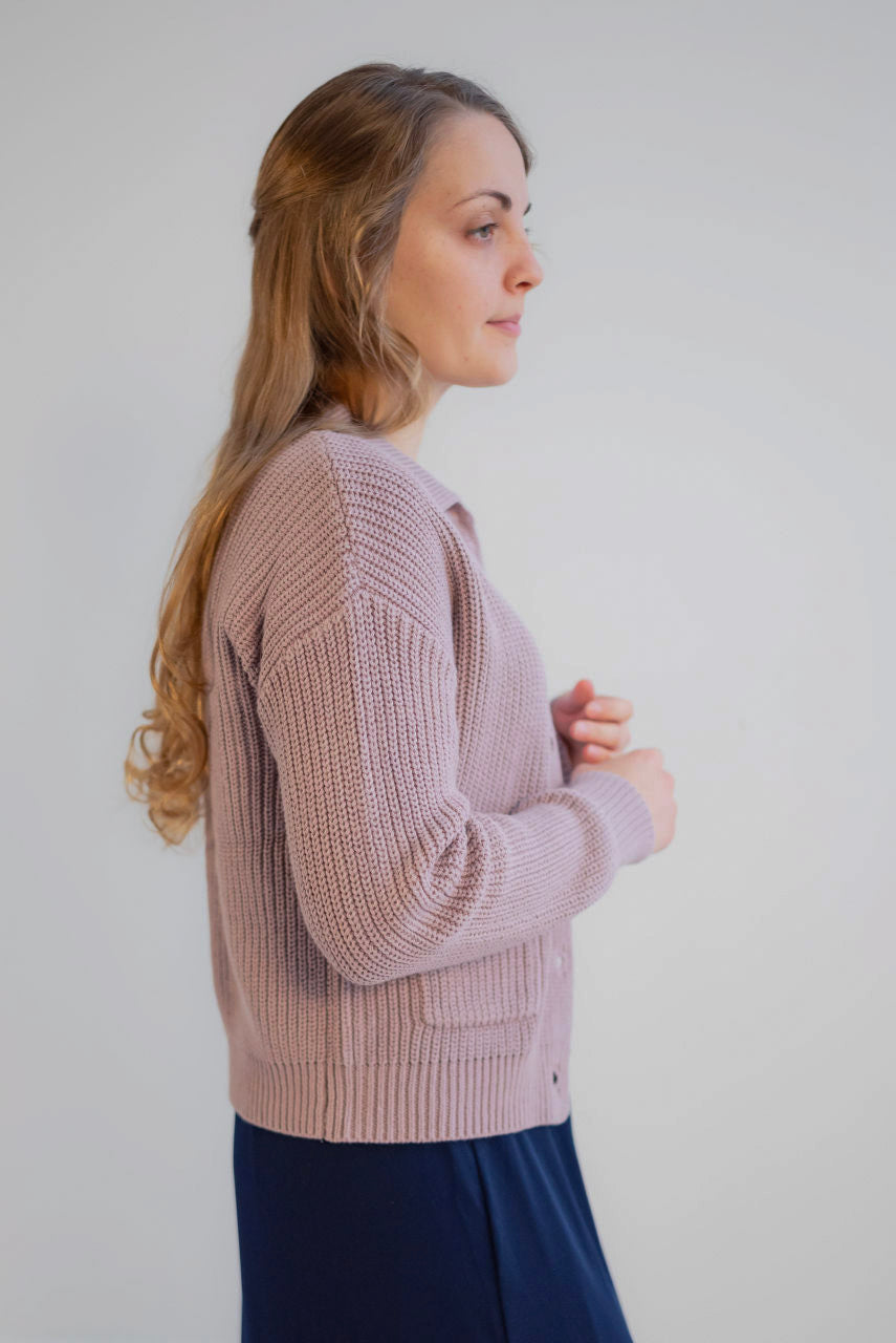 Maeve Collared Sweater Jacket in Iris