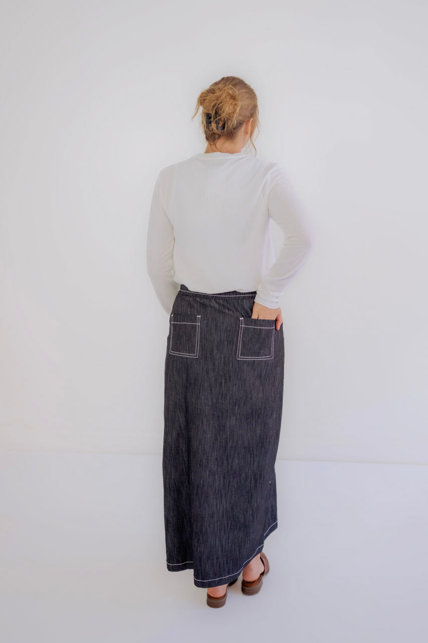 Elsie Classic Denim Skirt in Vintage Black - LIMITED TIME SALE