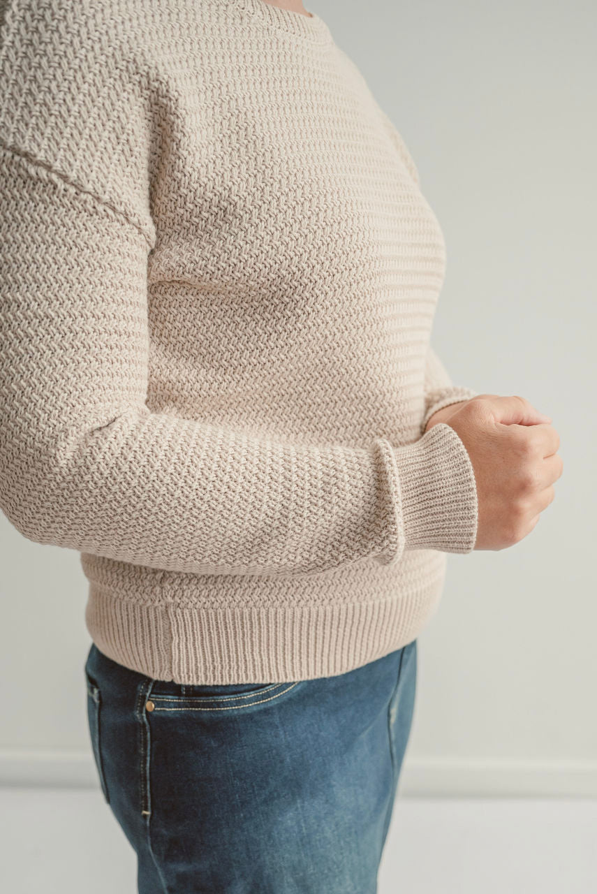 Paulette Waffle Knit Sweater in Natural