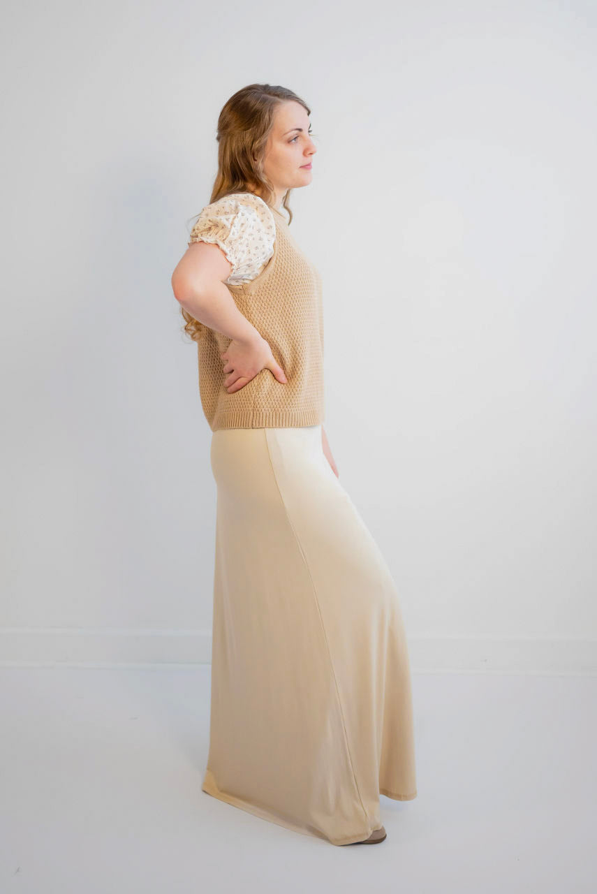 Aubrey Knit Maxi Skirt in Toasted Marshmallow