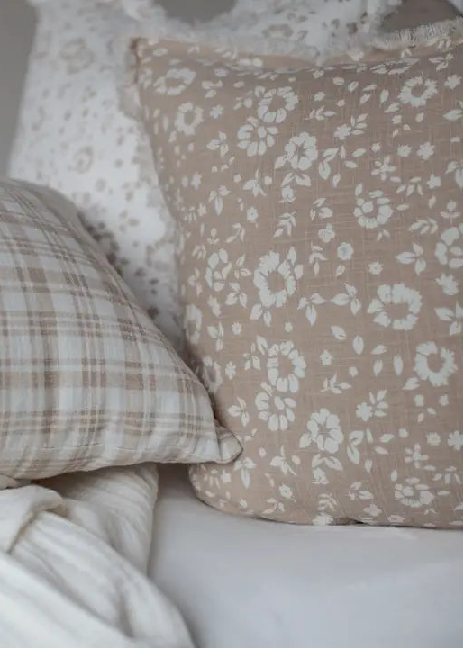 Floral Fringe Pillow Cover