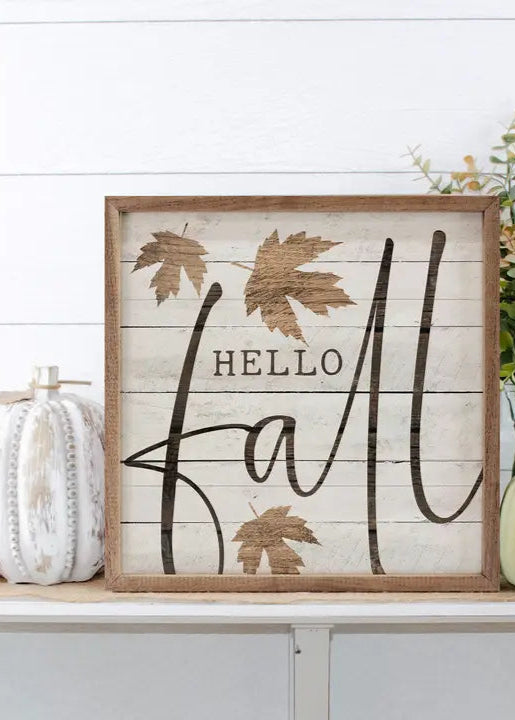 Hello Fall Leaf Whitewash 4x4x1 - FINAL SALE - Hello Fall Leaf Whitewash 4x4x1 - FINAL SALE - Default Title - Salt and Honey