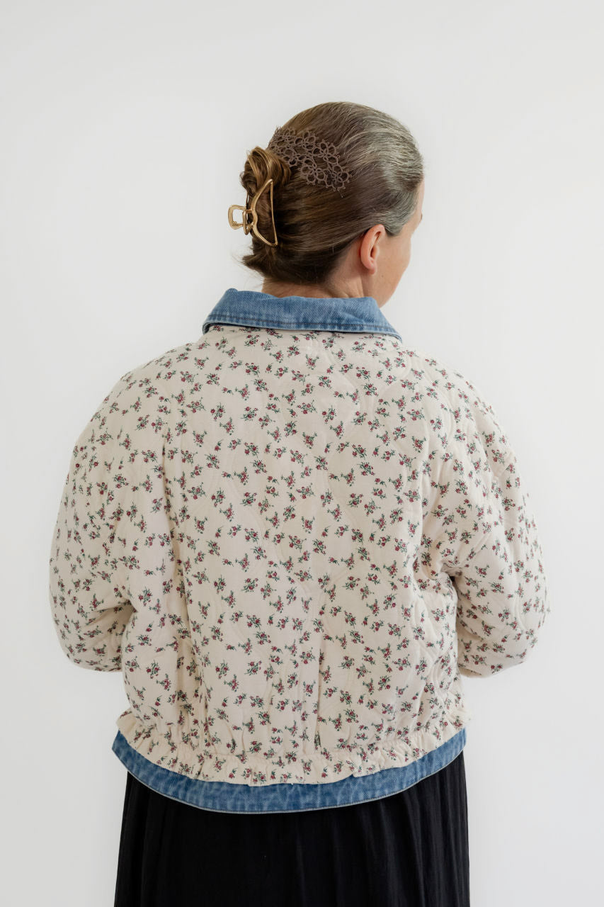 Laina Quilted Jacket in Ivory Floral