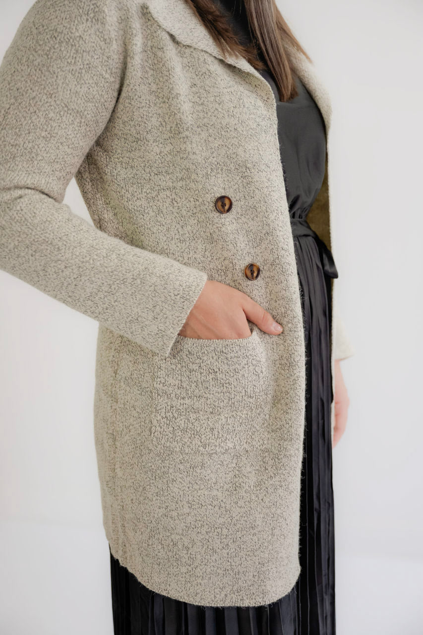 Ingrid Long Knit Blazer in Oatmeal - Ingrid Long Knit Blazer in Oatmeal - S - Salt and Honey