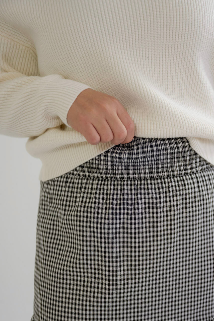 Evette Tiered Gingham Skirt in Black - Evette Tiered Gingham Skirt in Black - S - Salt and Honey