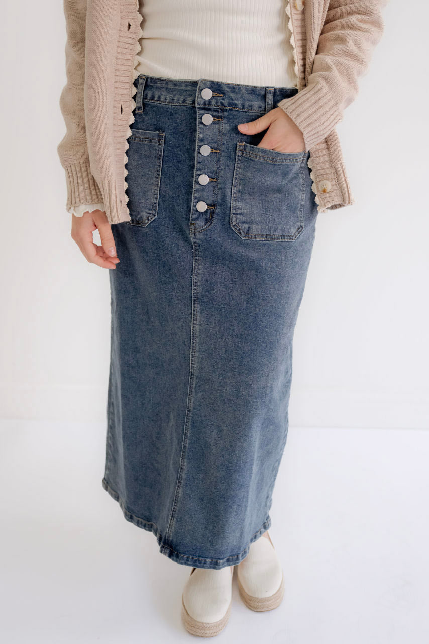 Camdyn Midi Denim Skirt- FINAL SALE - Womens - Bottoms - Skirts
