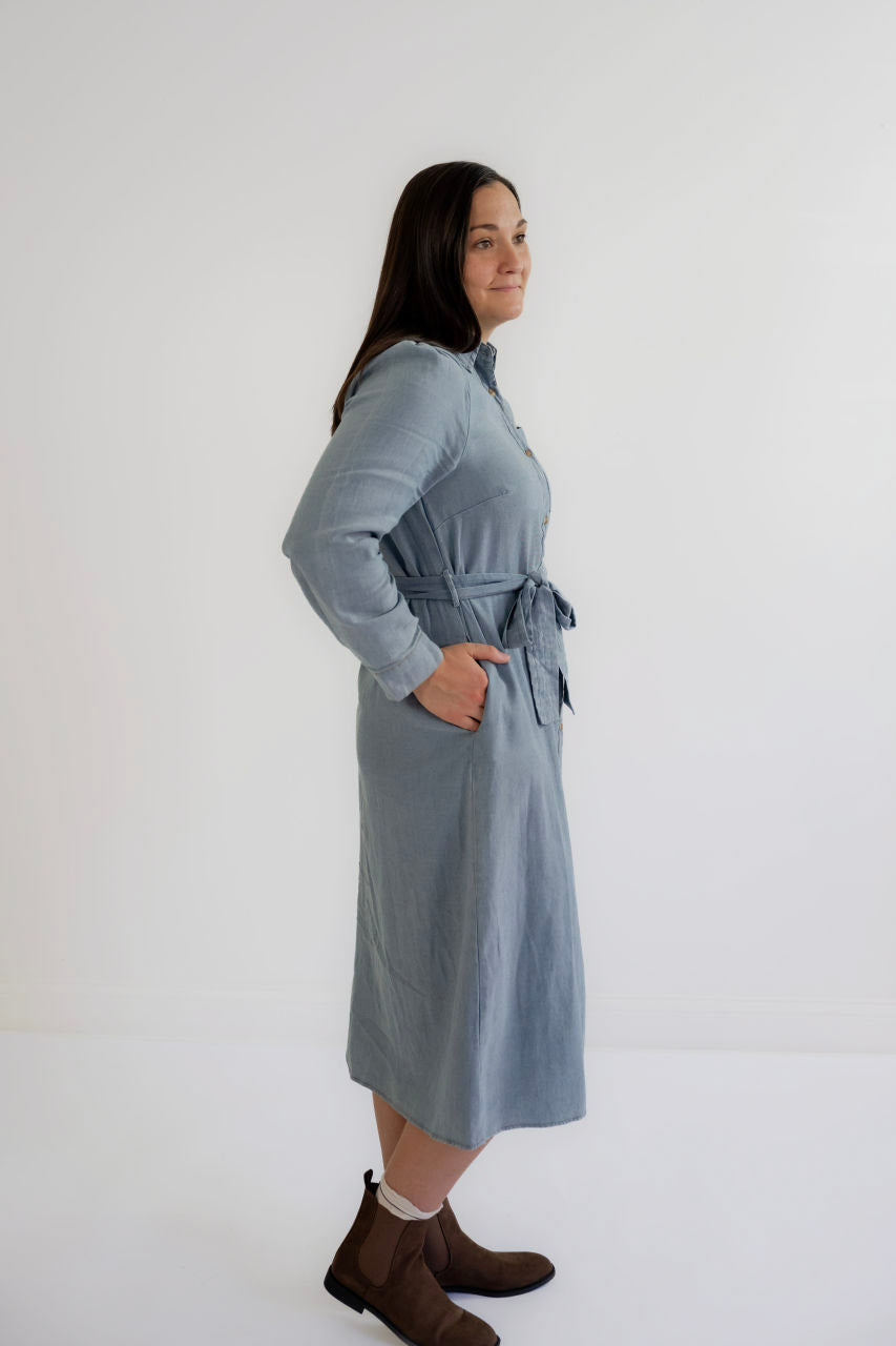 Wrenna Chambray Denim Midi Dress - Wrenna Chambray Denim Midi Dress - S - Salt and Honey