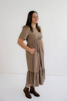 Wilson Houndstooth Dress in Chestnut - Wilson Houndstooth Dress in Chestnut - S - Salt and Honey
