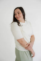 Mariel Knit Sweater Top in Cream - Womens - Tops - Sweaters
