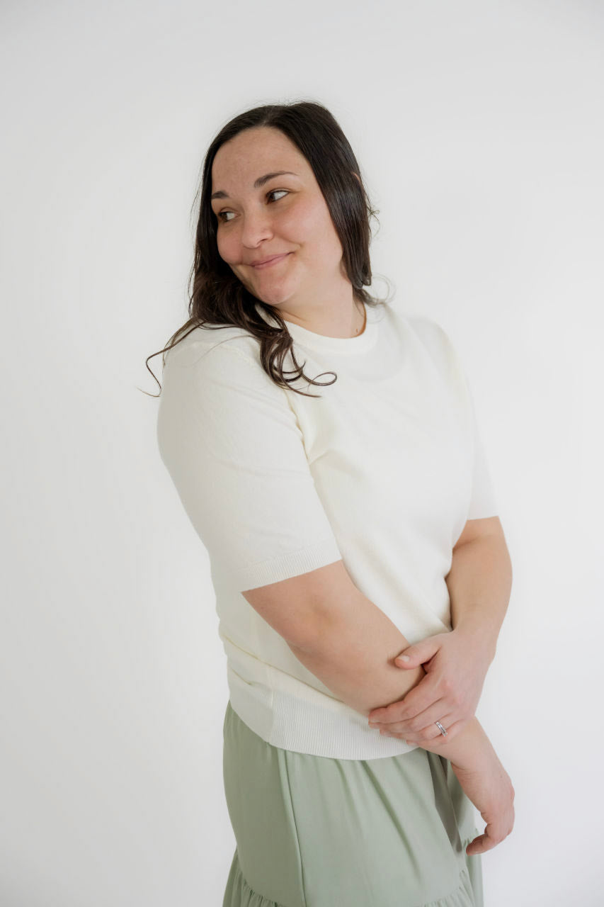 Mariel Knit Sweater Top in Cream - Womens - Tops - Sweaters
