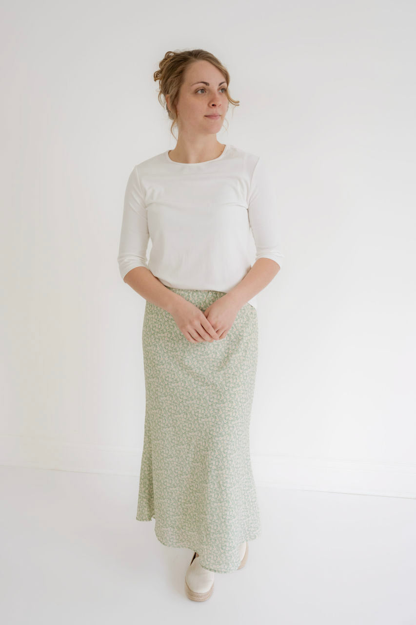 Cicily Ditsy Floral Skirt in Soft Sage