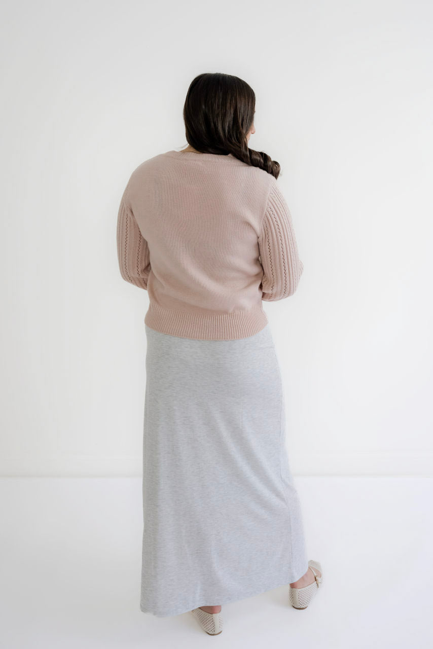 Clarise Knit Maxi Skirt in Heather Gray