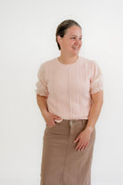 Vienna Textured Knit Top in Garden Pink - Womens - Tops - Shirts