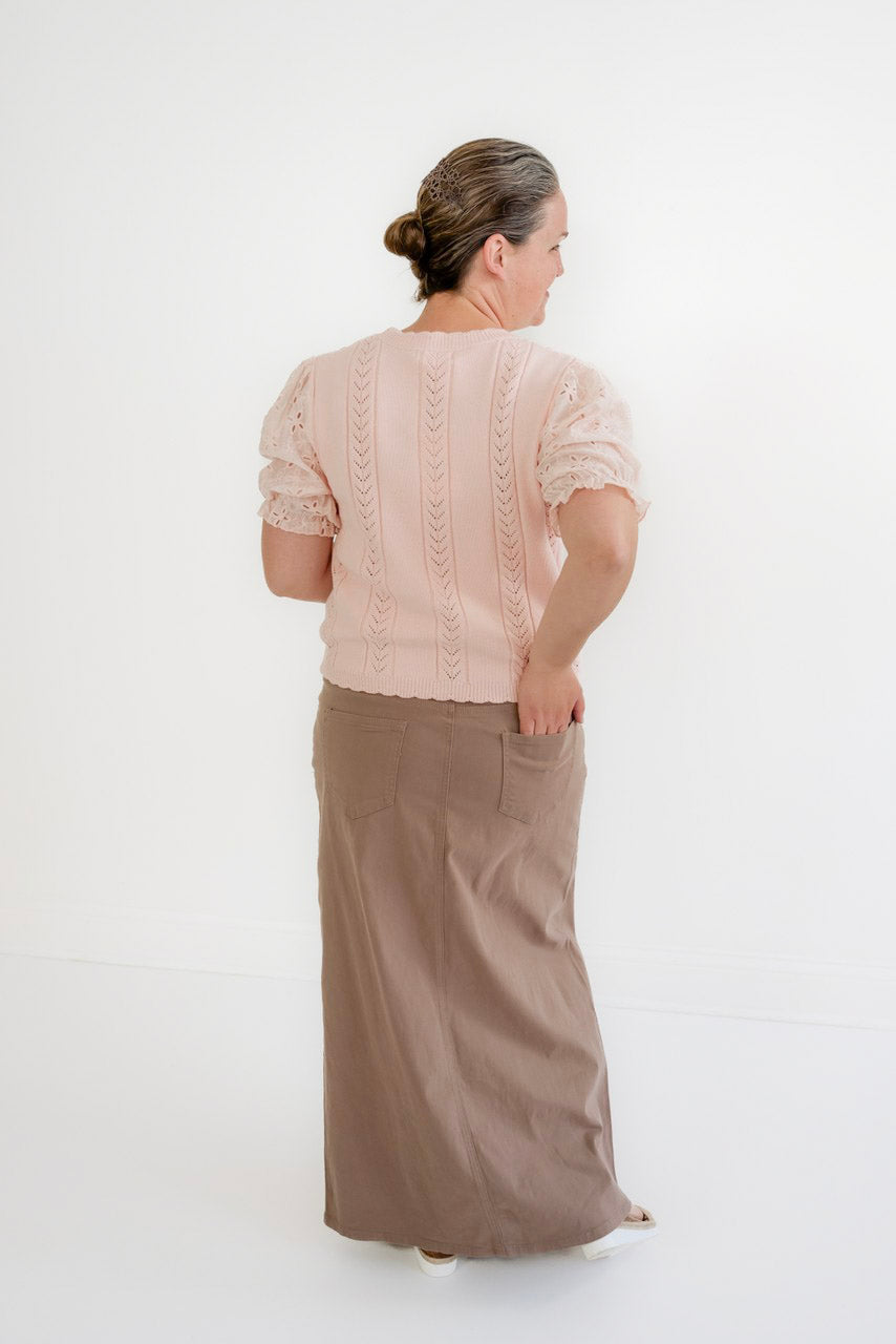 Brooklyn Twill Maxi Skirt in Sandstone