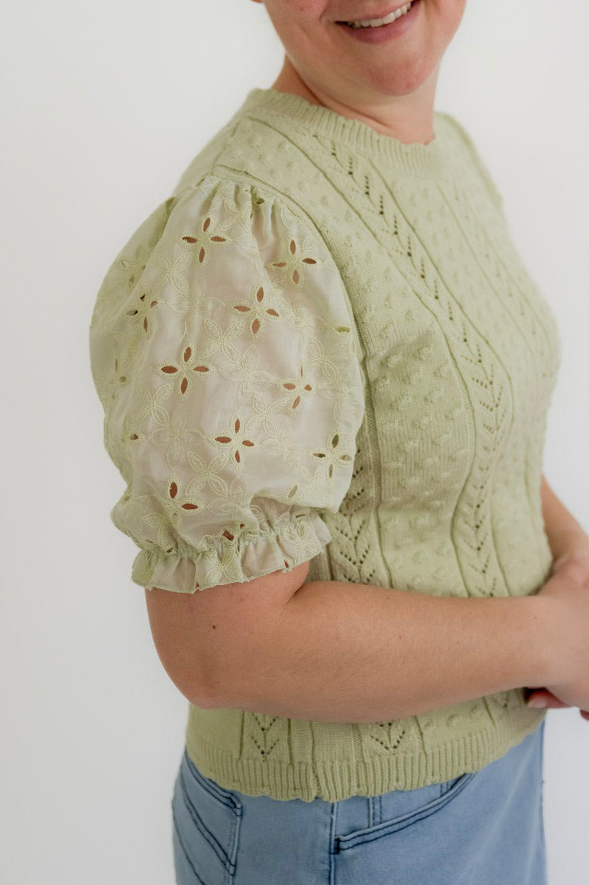 Vienna Textured Knit Top in Dusty Fern