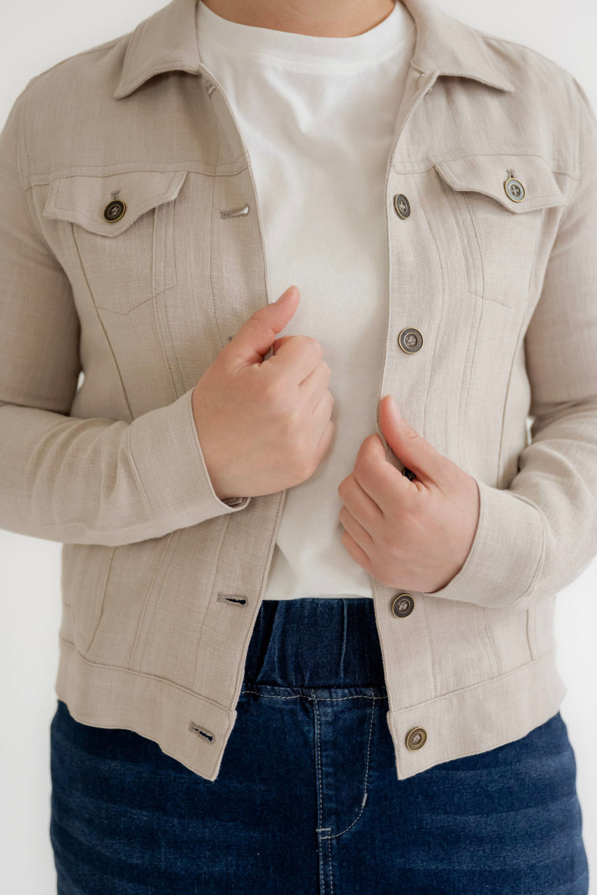 Alderwood Linen Jacket in Earth Gray