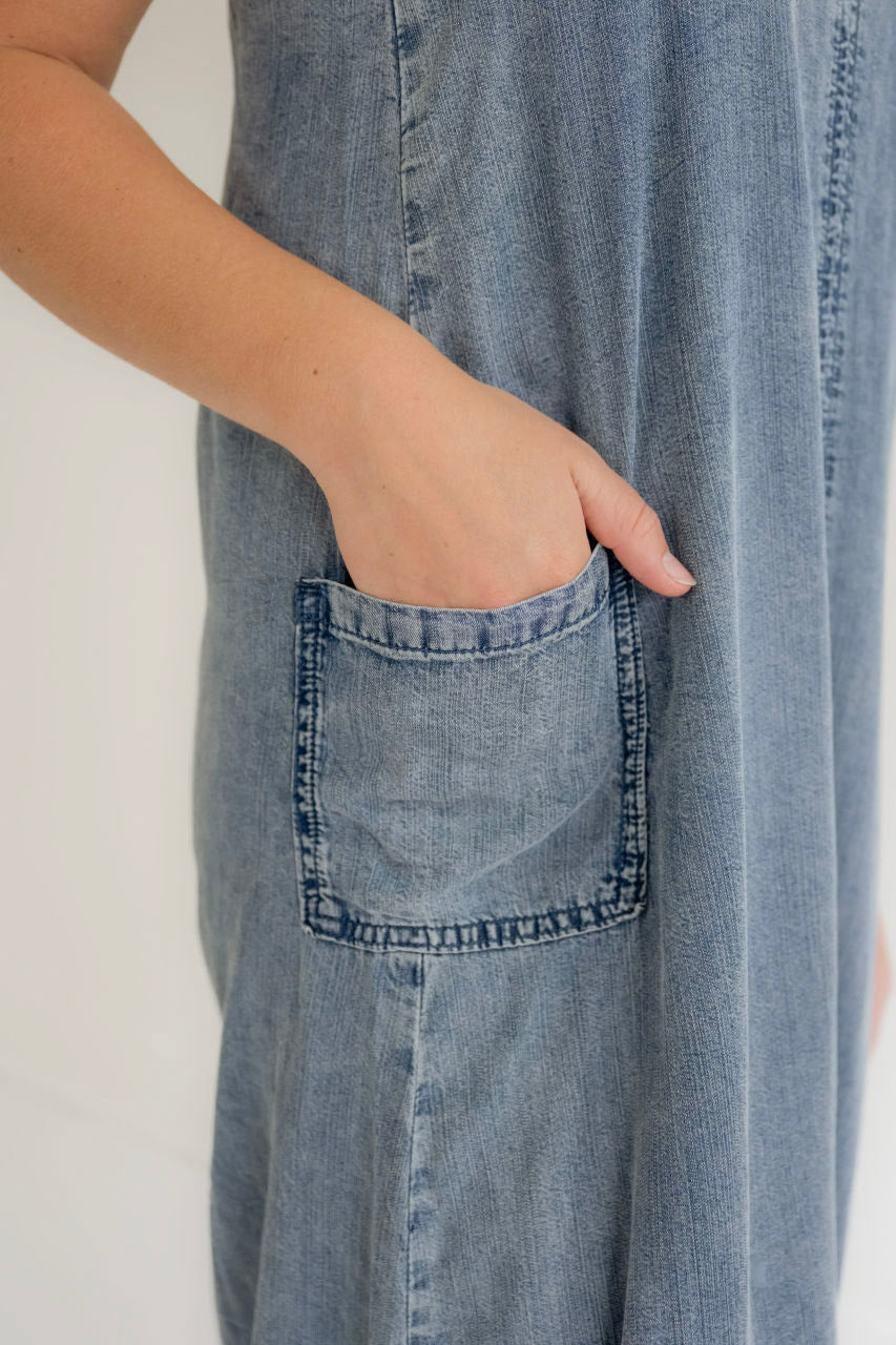 Peyton Denim Maxi Jumper Dress