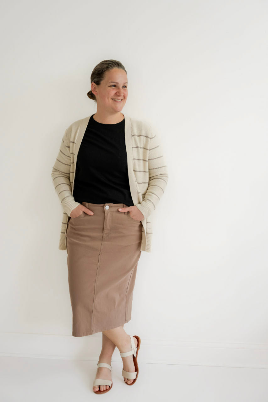 Rhodes Twill Midi Skirt in Sandstone - Womens - Bottoms - Skirts