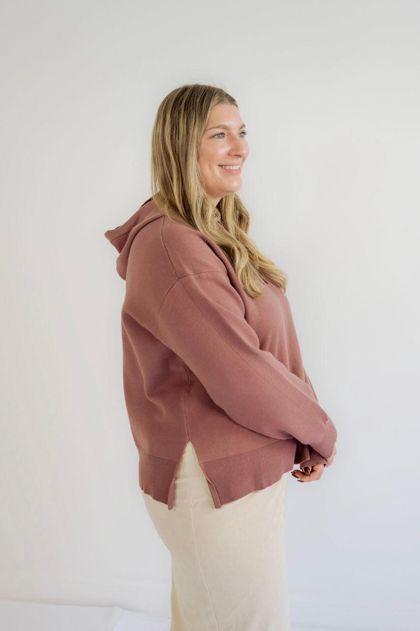 Miranda Knit Sweatshirt in Red Bean - Miranda Knit Sweatshirt in Red Bean - S - Salt and Honey