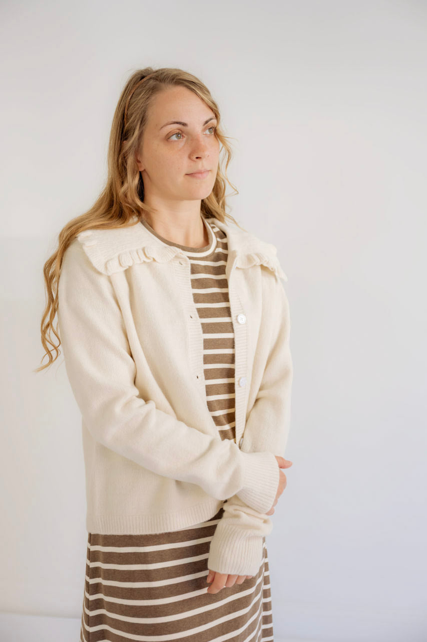 Abigail Peter Pan Collar Sweater in Cream - Abigail Peter Pan Collar Sweater in Cream - S - Salt and Honey