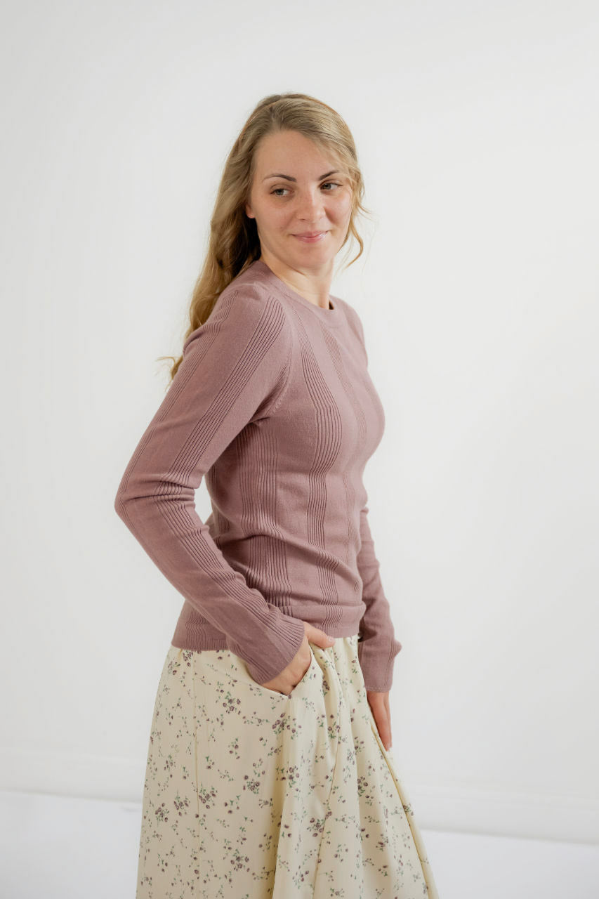 Presley Ribbed Sweater in Rose - Presley Ribbed Sweater in Rose - S - Salt and Honey