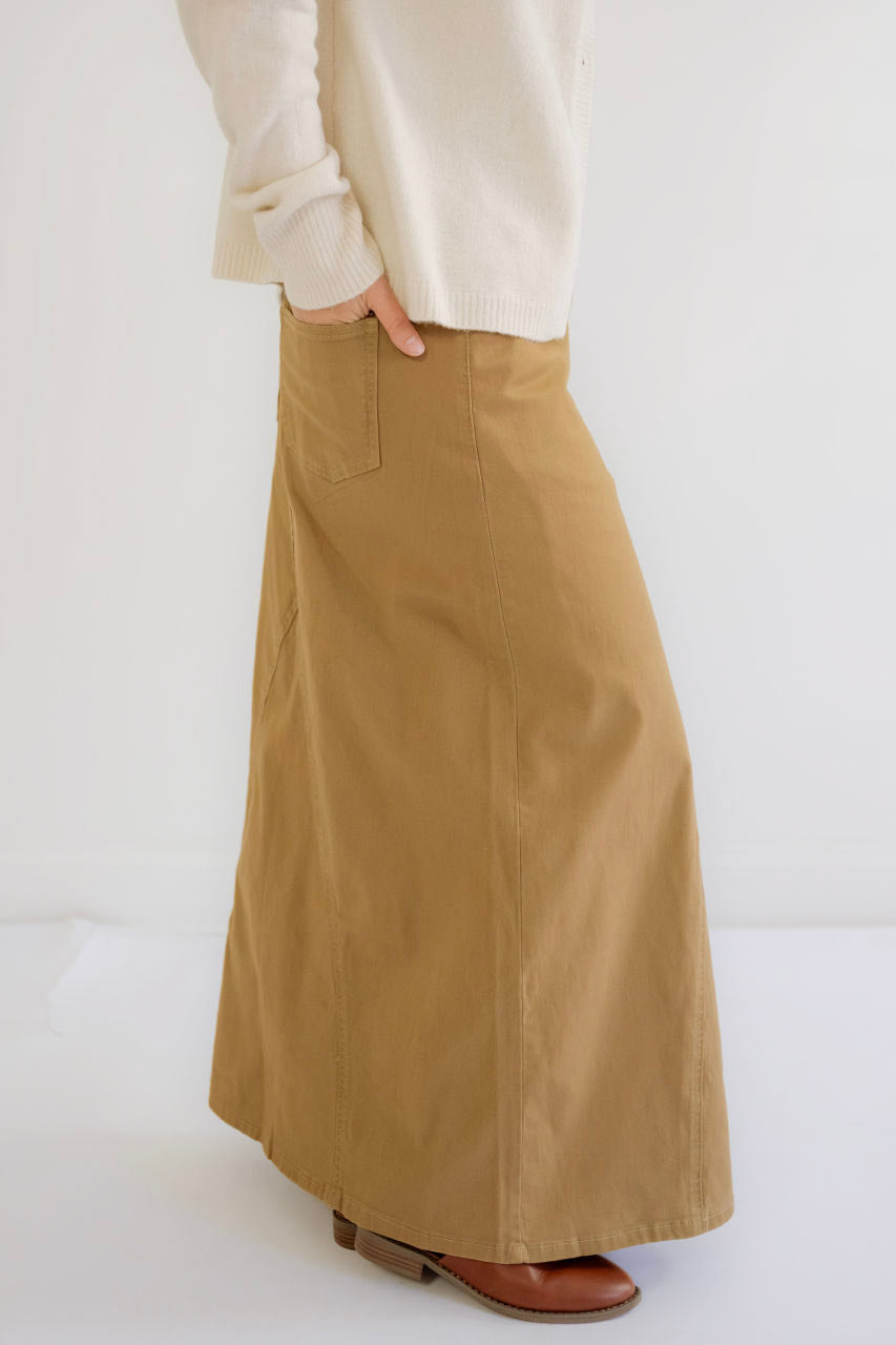 Emersyn Maxi Skirt in Khaki - Emersyn Maxi Skirt in Khaki - S - Salt and Honey