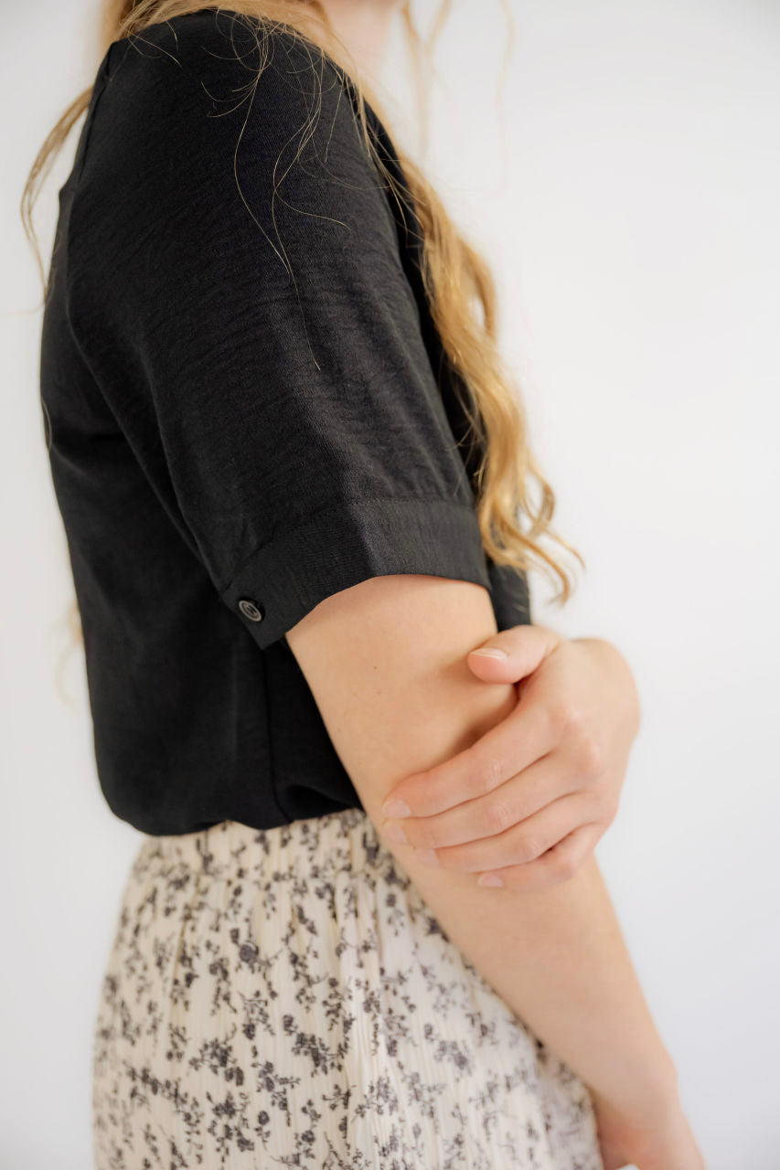 Lillian Peter Pan Top in Black - Lillian Peter Pan Top in Black - XS - Salt and Honey