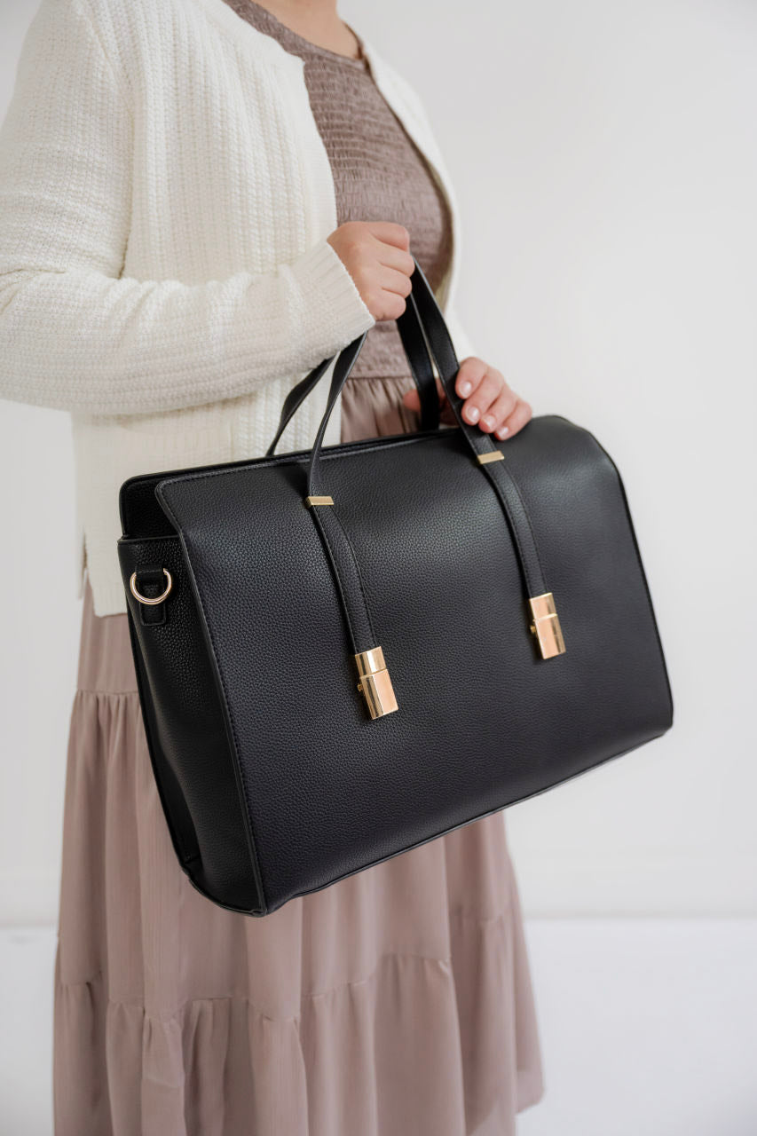 Large Leather Tote Bag Purse in Black - Large Leather Tote Bag Purse in Black - Default Title - Salt and Honey