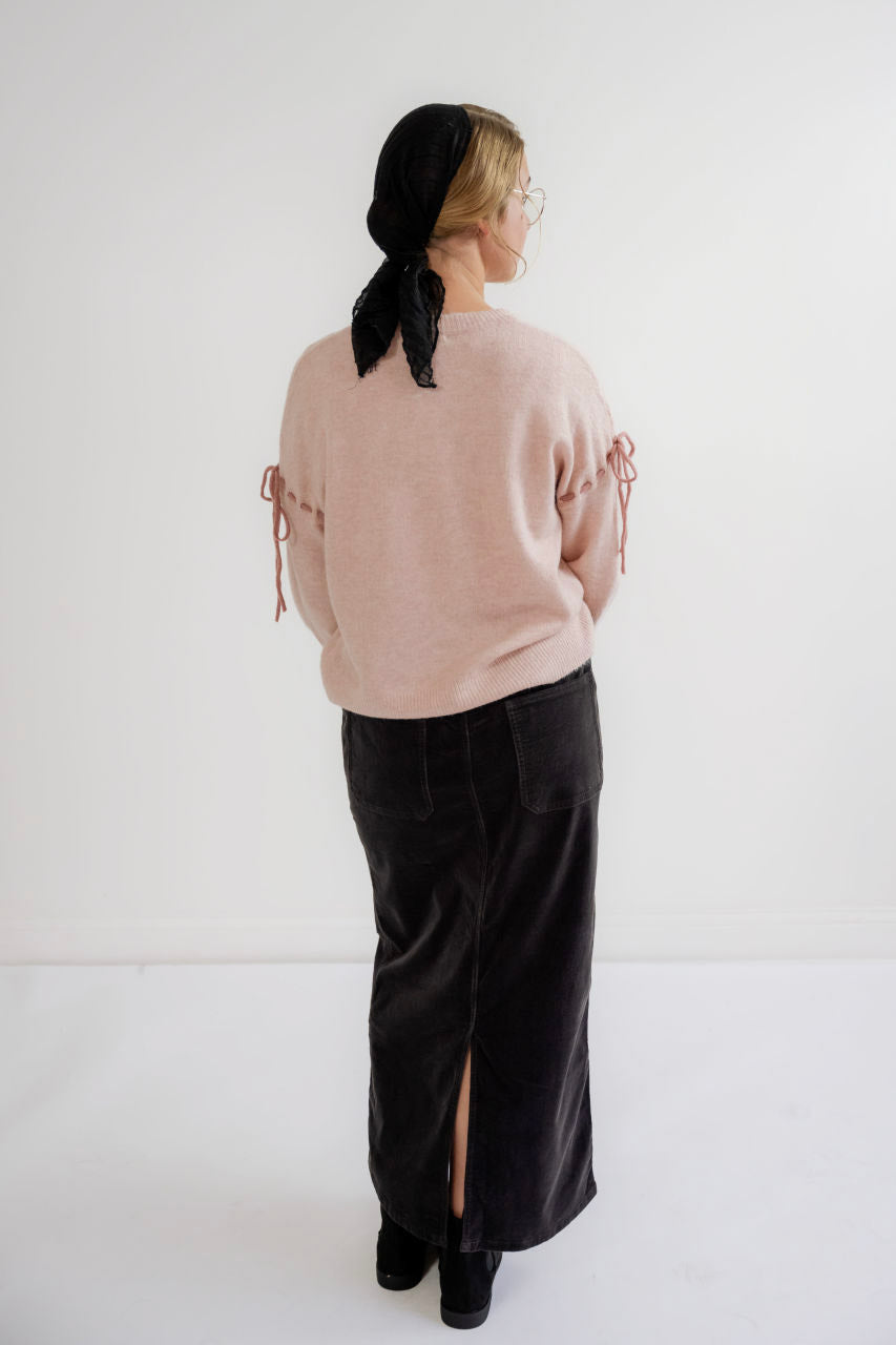 Elodie Bow Sweater in Blush - Elodie Bow Sweater in Blush - S - Salt and Honey