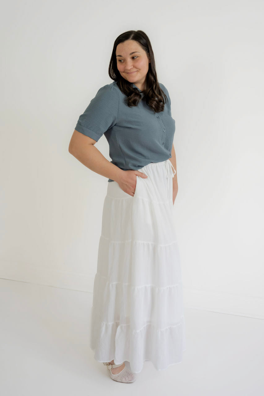 Isla Cotton Gauze Maxi Skirt in Ivory