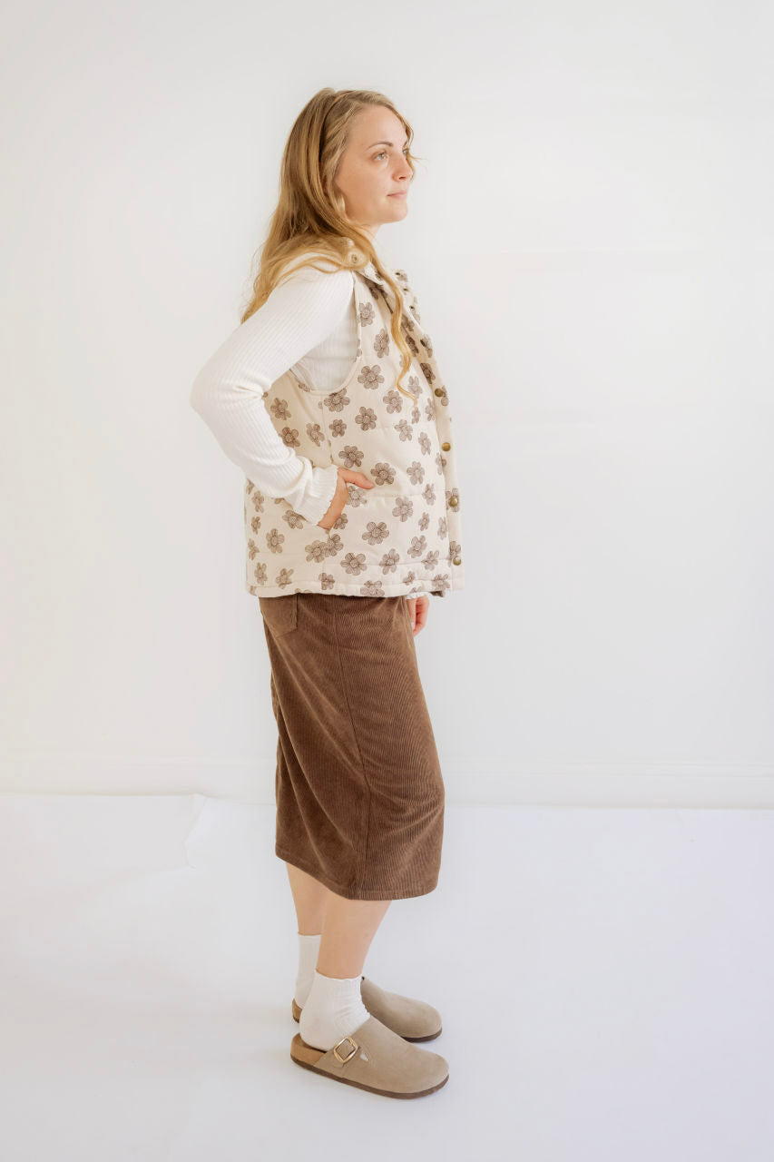 Remy Midi Corduroy Skirt in Pinecone - Remy Midi Corduroy Skirt in Pinecone - S - Salt and Honey