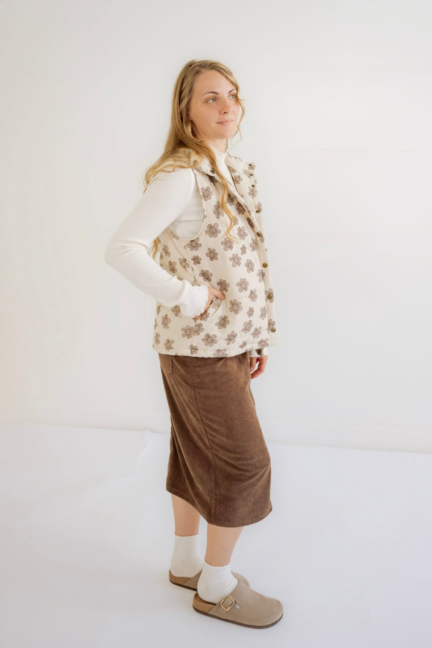 Olympia Floral Puffer Vest in Ecru - FINAL SALE - Olympia Floral Puffer Vest in Ecru - FINAL SALE - S - Salt and Honey