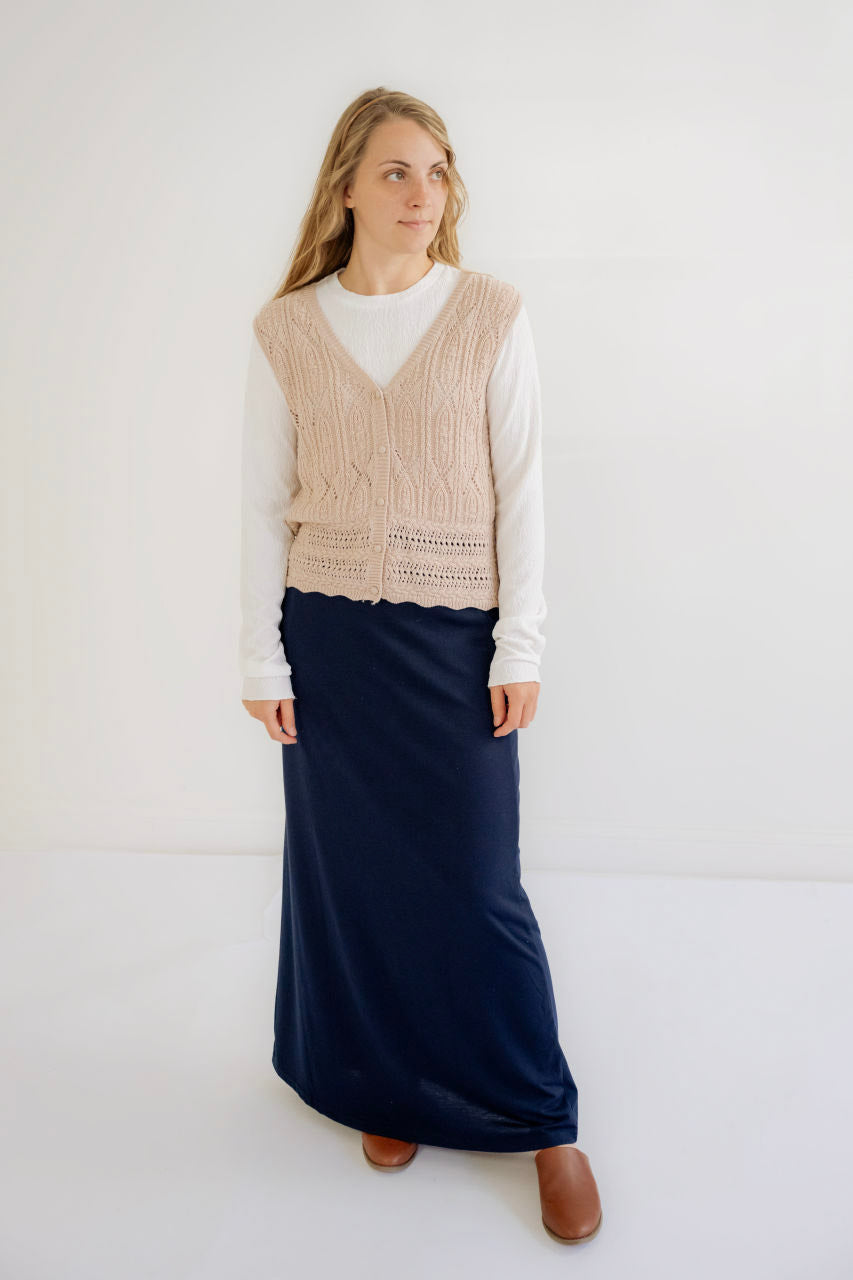 Clarise Knit Maxi Skirt in Navy - Clarise Knit Maxi Skirt in Navy - S - Salt and Honey