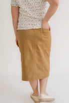 Eliza Midi Skirt in Khaki Denim - Womens - Bottoms - Skirts