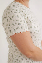 Lyla Floral Ribbed Top in Eggshell Blue- FINAL SALE - Womens - Tops - Shirts