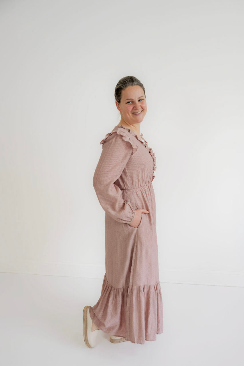 Shaye Textured Midi Dress in Mauve- FINAL SALE - Womens - Dresses