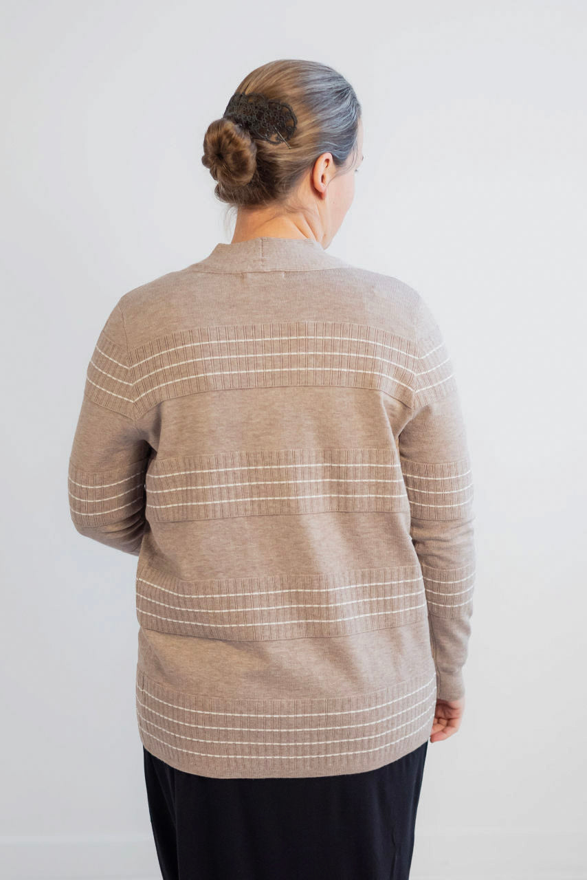 Benson Striped Cardigan in Mocha