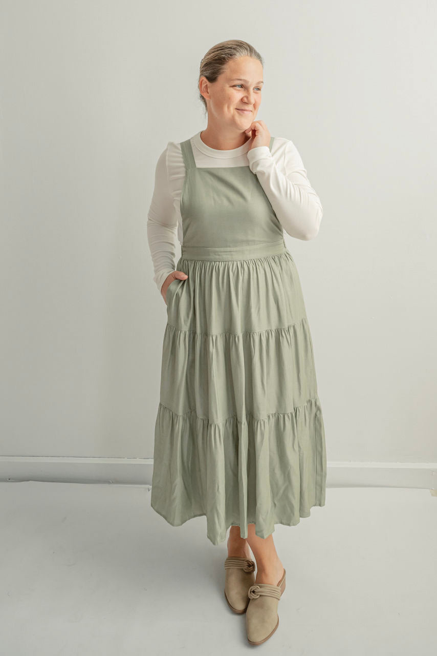 Camden Midi Jumper Dress in Fresh Thyme