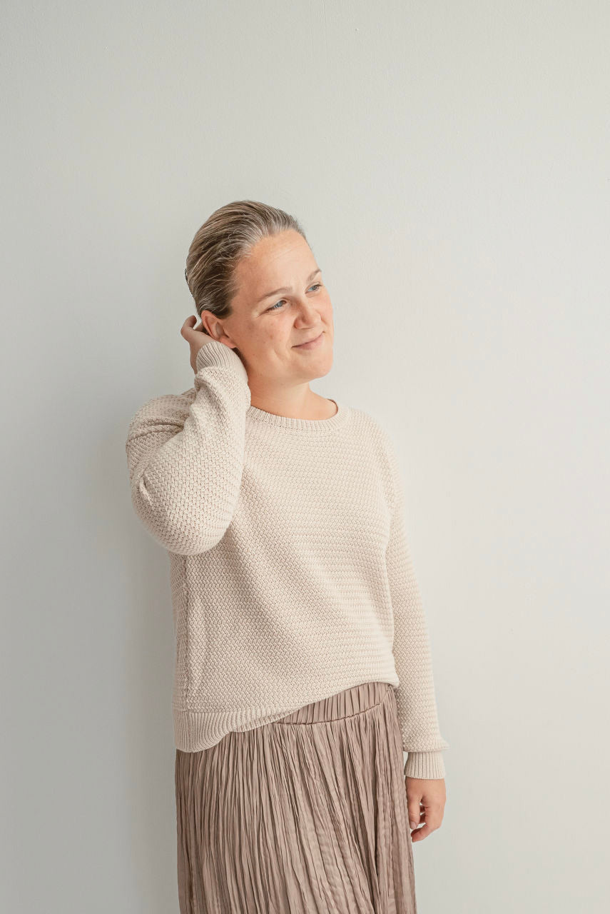 Paulette Waffle Knit Sweater in Natural