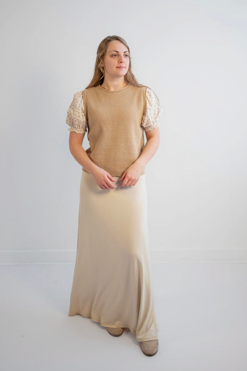 Aubrey Knit Maxi Skirt in Toasted Marshmallow