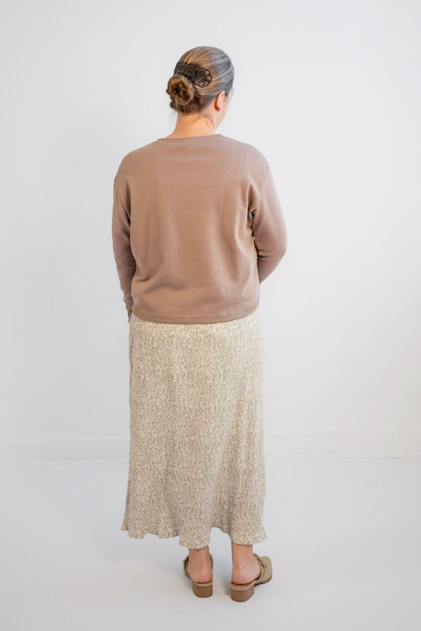 Freya Crinkle Floral Skirt in Mocha