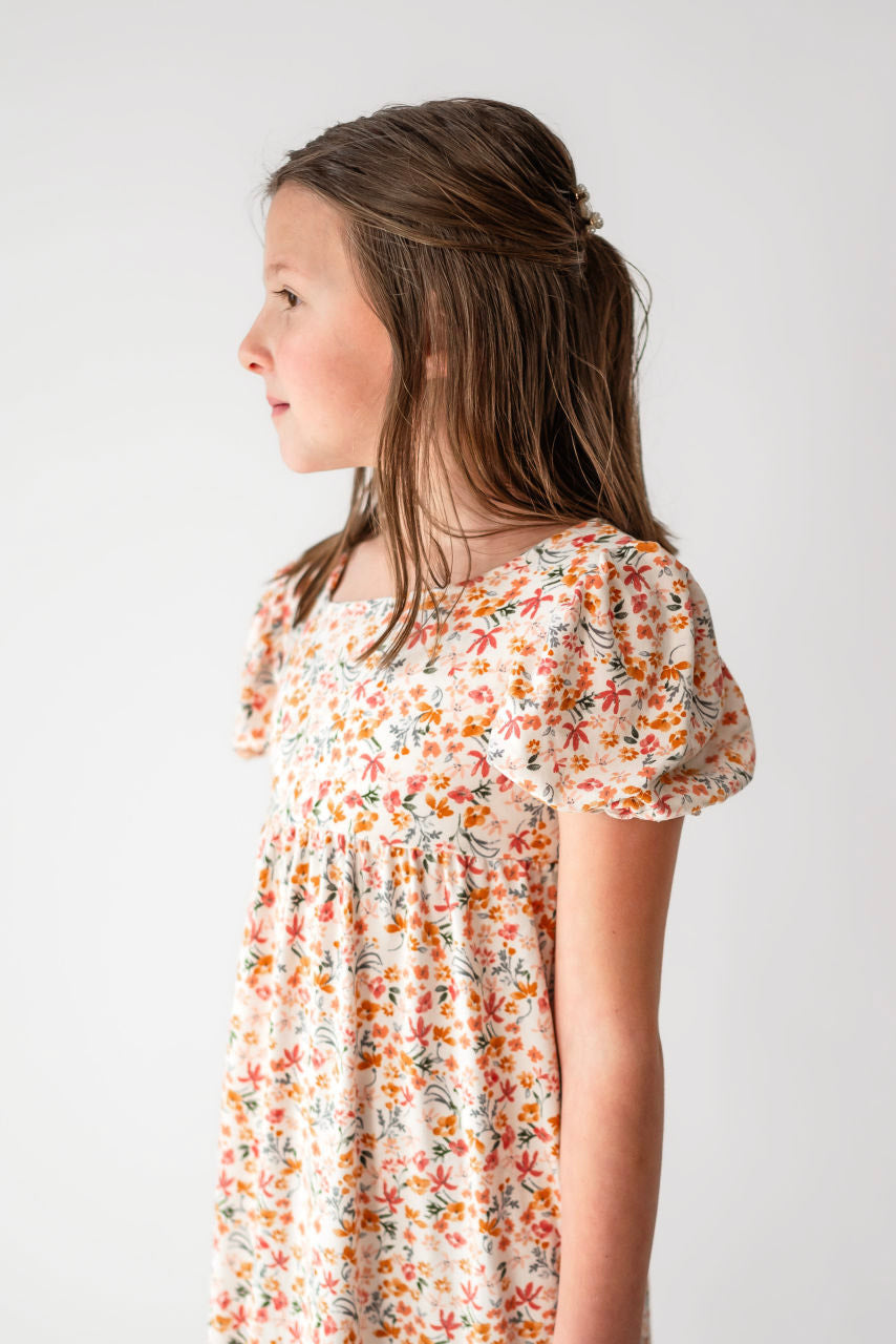 Millie Girl's Mauve Floral Dress