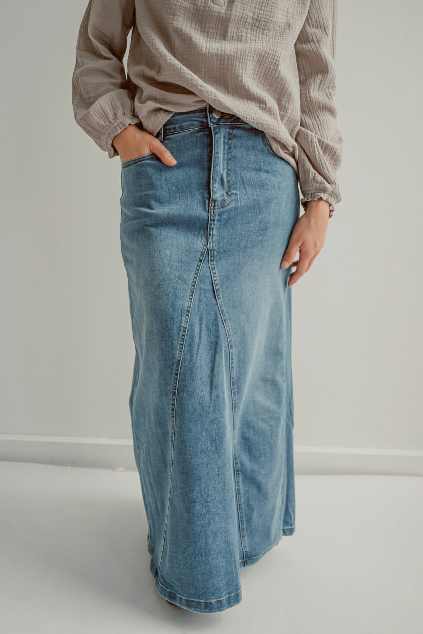 Jayden A-line Maxi Denim Skirt