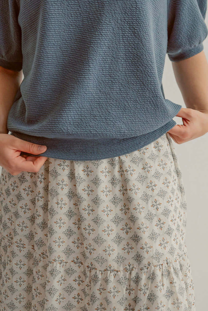 Bianca Puff Sleeve Top in Stormy Blue