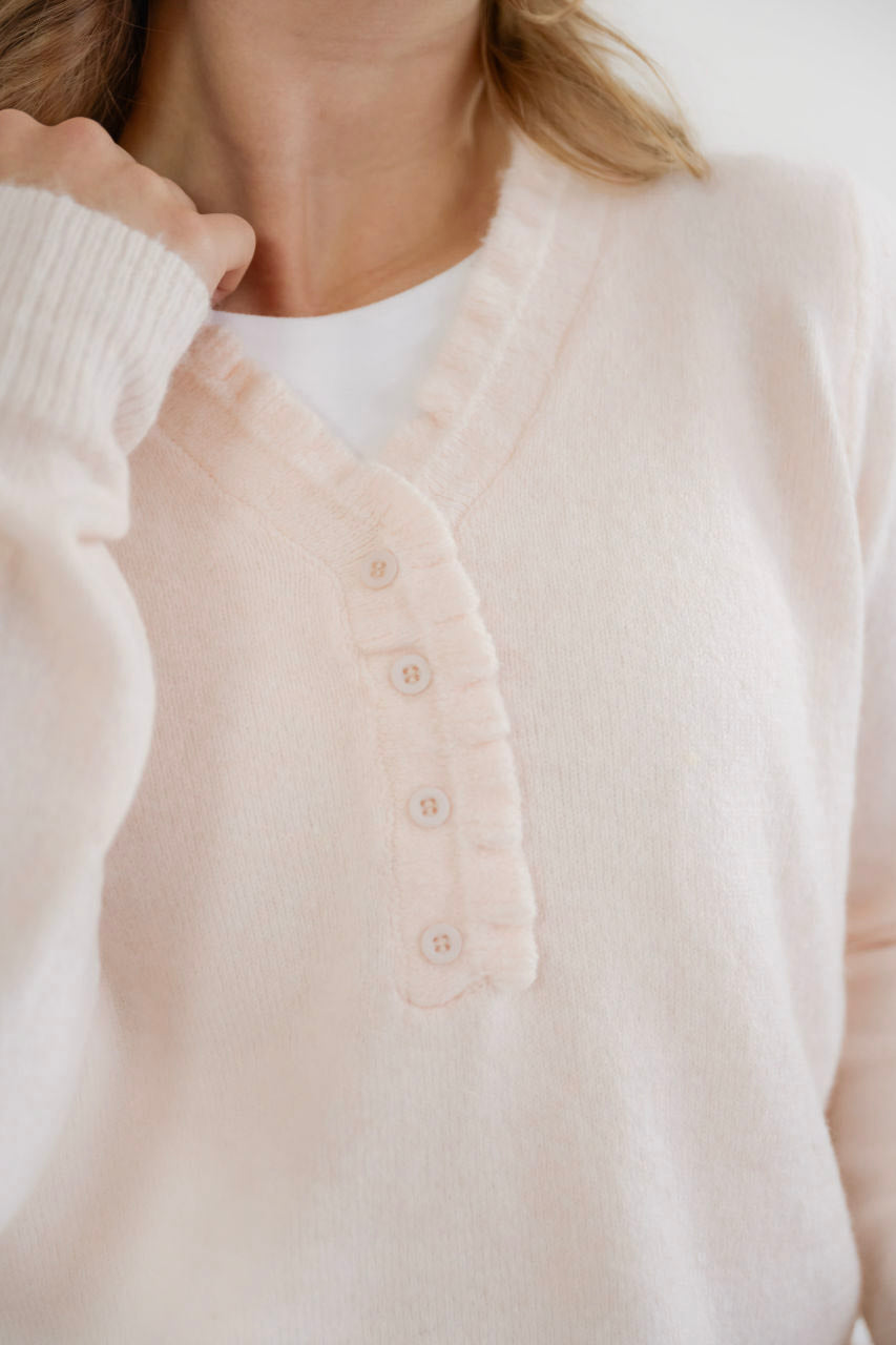 Paisley Ruffle Sweater in Blush - Paisley Ruffle Sweater in Blush - S - Salt and Honey